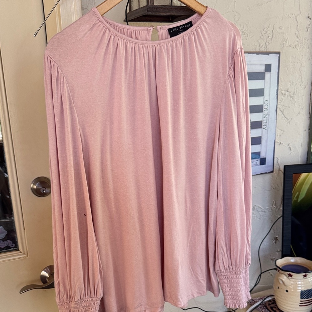 Lane Bryant Soft Pink Long Sleeve Blouse
